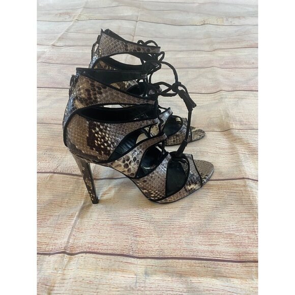 Zara Basic Women's Snake Print Lace Up Stilleto Heels - 38 (7.5) - Picture 4 of 11